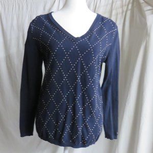 Tommy Hilfiger L/S Navy w/Gold Beading Sweater